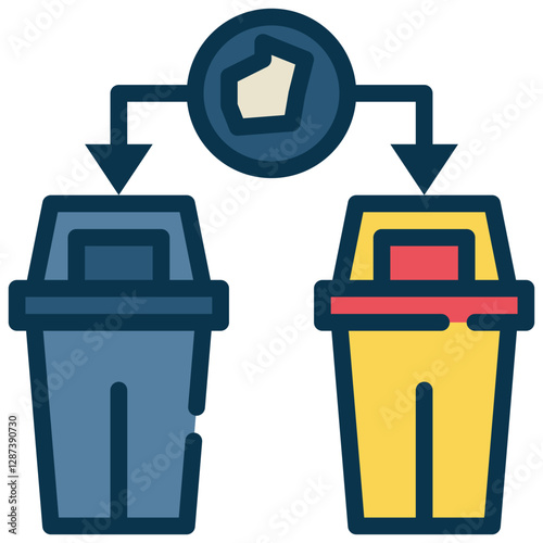 waste management trash bin recycle filled outline icon