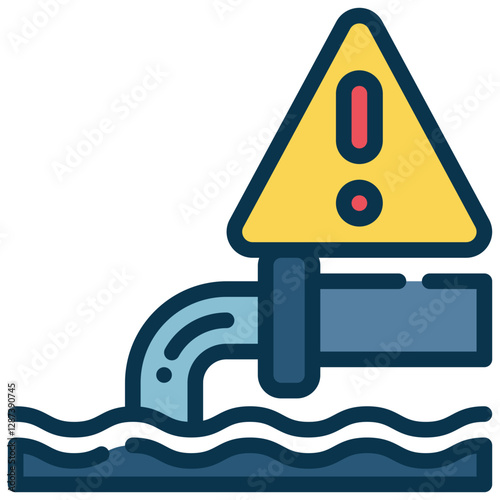 water drainage pollution environment factory warning waste management filled outline icon