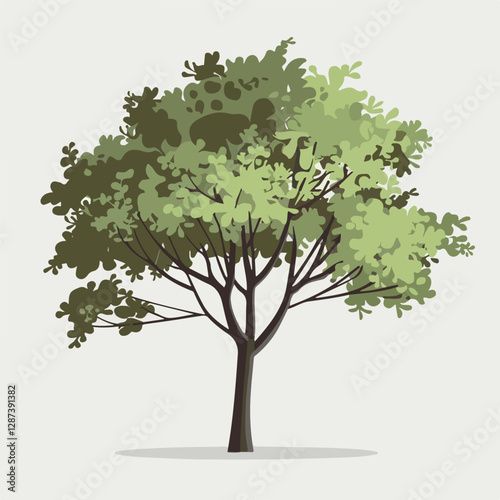 A Flat-Style Sparse tree on a Plain White Background