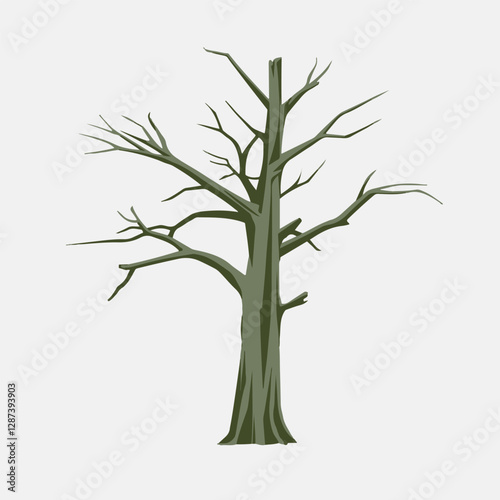 A Flat-Style Dead tree on a Plain White Background