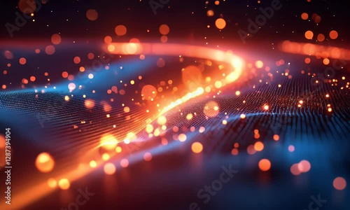 Abstract glowing particles digital art photo