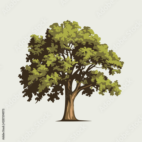 A Flat-Style Bushy tree on a Plain White Background