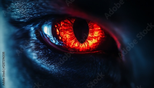 Close-up glowing red eye