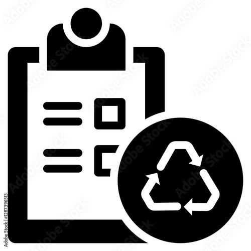 checklist recycle waste management pollution environment solid glyph icon