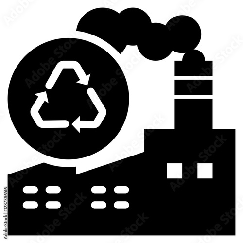 factory environment pollution recycle waste management solid glyph icon