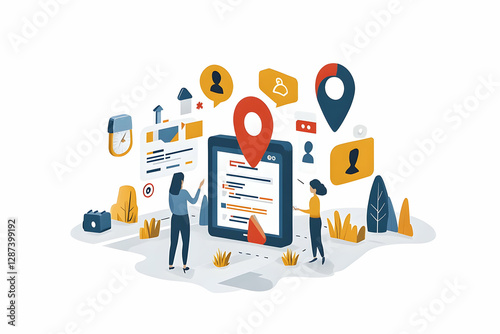 Digital Location Tracking Illustration