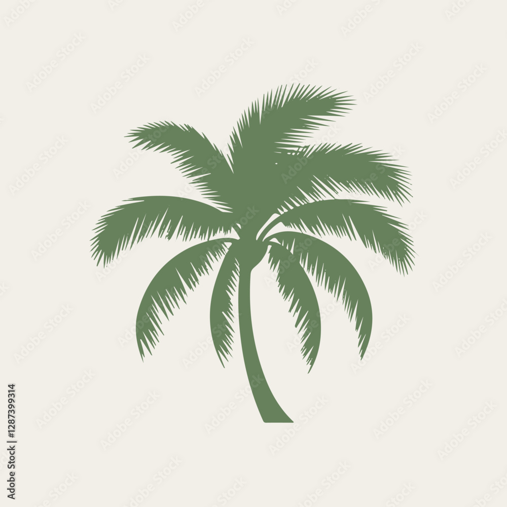 Obraz premium A Flat-Style palm tree on a Plain White Background