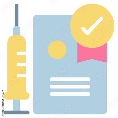certificate vaccine healthcare syringe medical pharmacy flat style icon