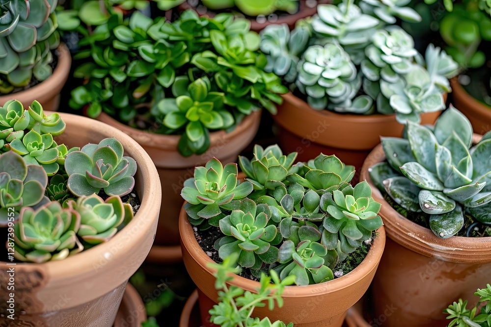Detailed Image of Closeup of Various Fresh Potted Plants Detailed Image of Closeup of Various Fresh Potted Plants