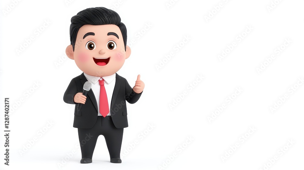Joyful Cartoon Businessman in Suit Giving Thumbs Up Joyful Cartoon Businessman in Suit Giving Thumbs Up