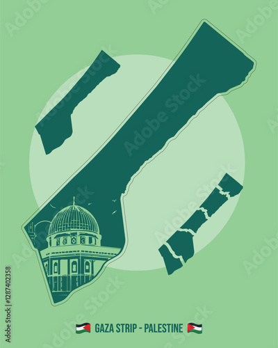 Gaza Strip Map – Detailed Map Featuring Gaza City, Rafah, Khan Younis, and North Gaza. Includes Al-Aqsa Mosque and Key Palestinian Regions with Clear Boundaries and City Highlights.