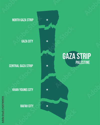 Gaza Strip Map – Detailed GAZA Map Showing Cities and Regions Within the Gaza Strip. Complete Map and Divided Map by Governorates and Cities, Highlighting Key Areas and Boundaries.