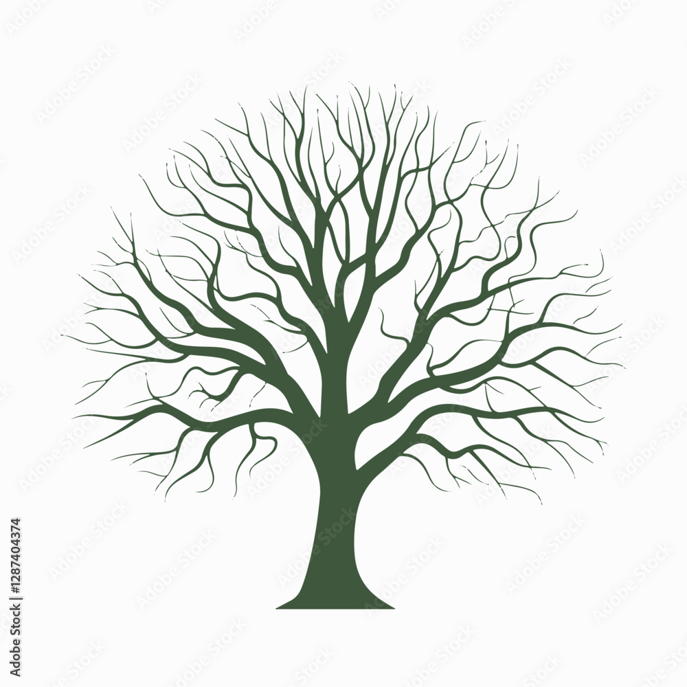Obraz premium A Flat-Style Leafless tree on a Plain White Background