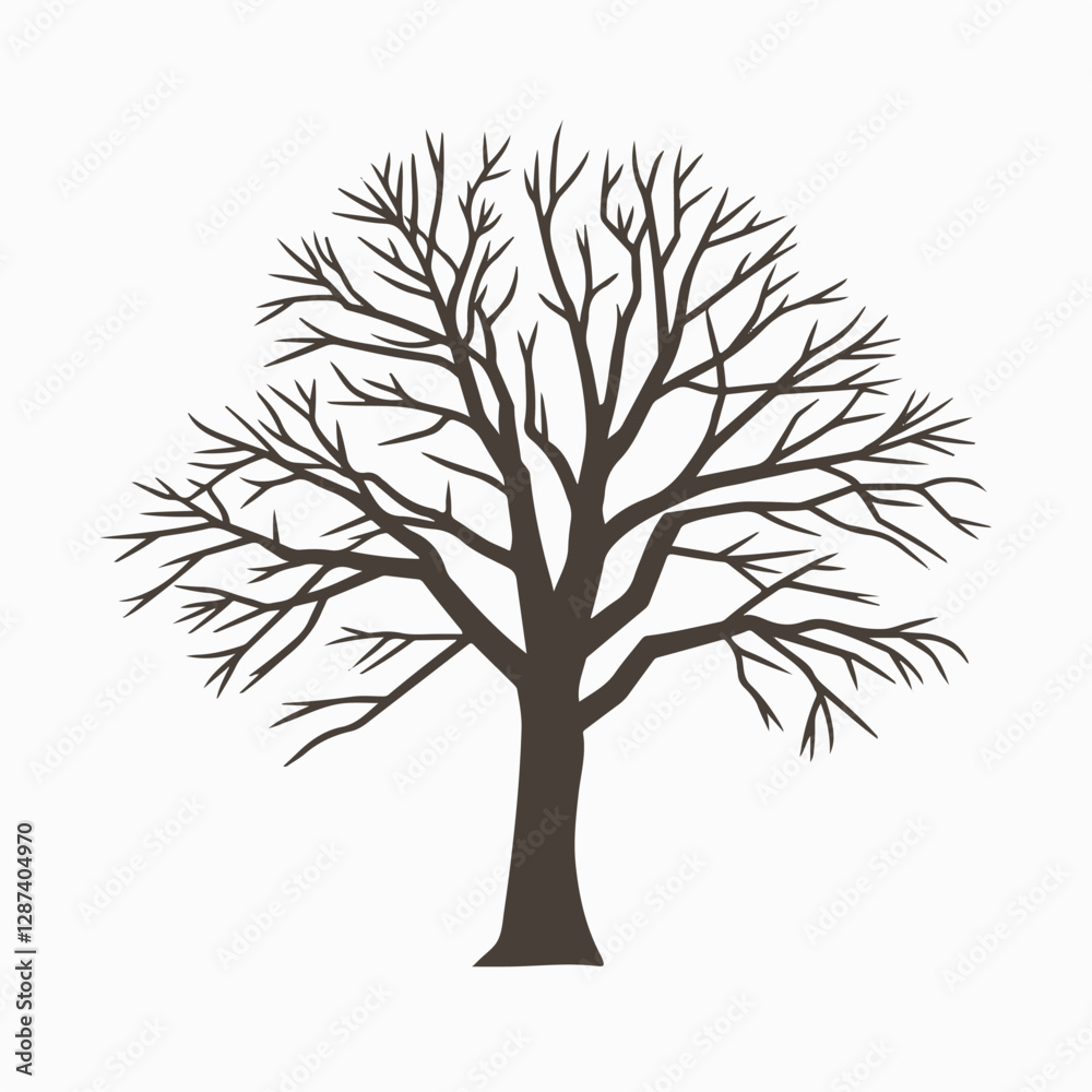 Obraz premium A Flat-Style Leafless tree on a Plain White Background