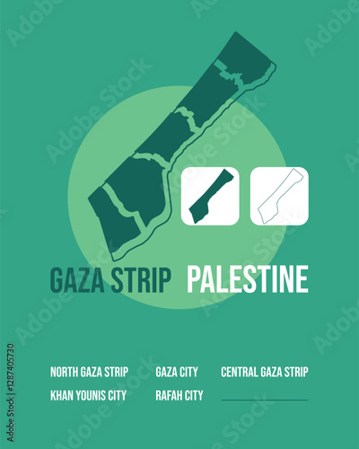 Gaza Strip Map – Detailed GAZA Map Showing Cities and Regions Within the Gaza Strip. Complete Map and Divided Map by Governorates and Cities, Highlighting Key Areas and Boundaries.