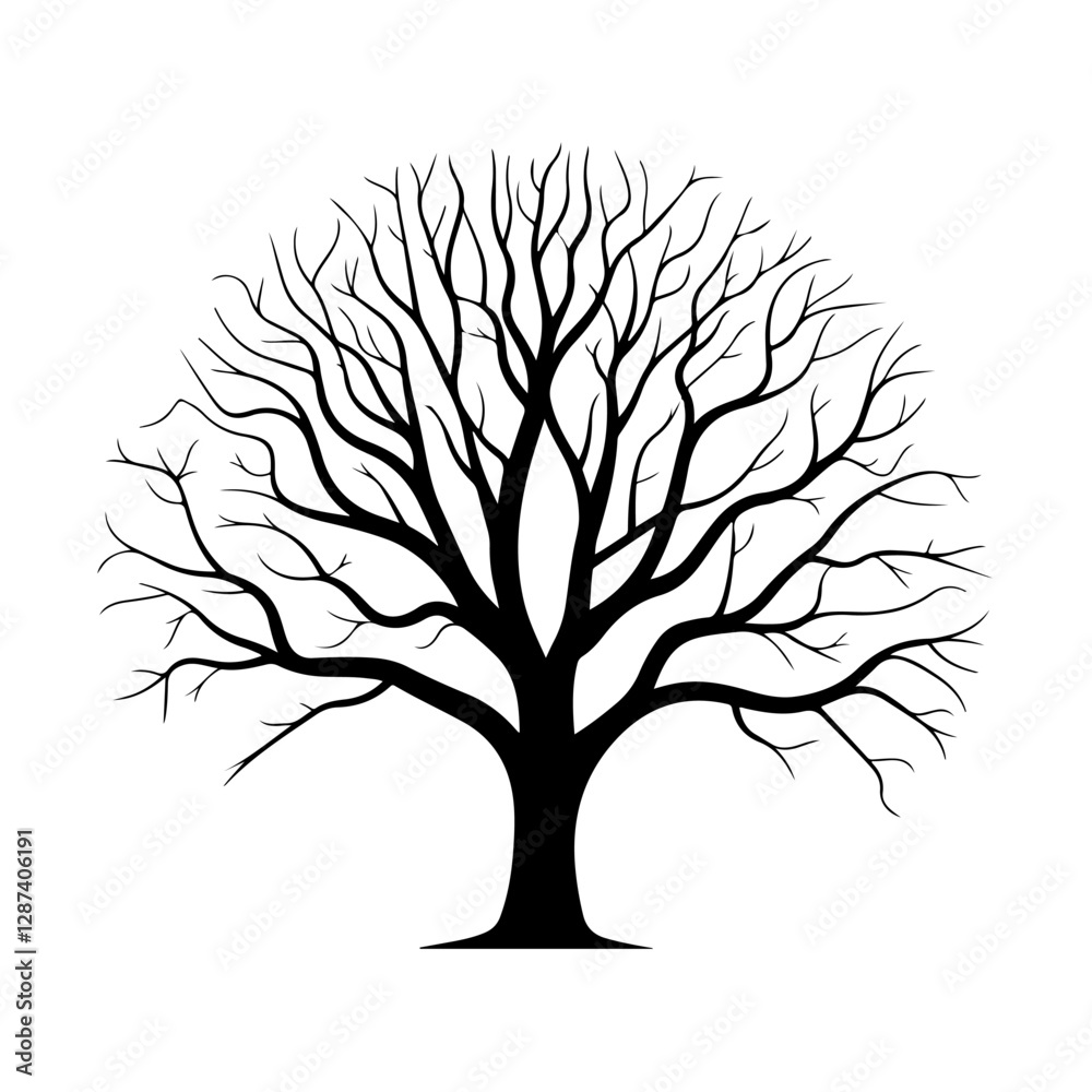 Obraz premium A Flat-Style Leafless tree on a Plain White Background