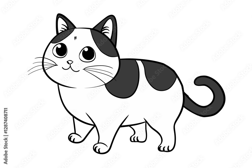 basic cartoon clip art of a Cat, bold lines, no gray scale, simple coloring page for toddlers basic cartoon clip art of a Cat, bold lines, no gray scale, simple coloring page for toddlers