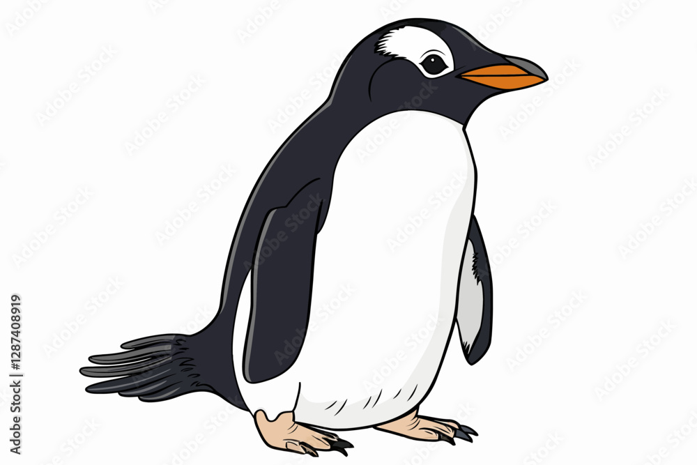 Obraz premium basic cartoon clip art of a Penguin, bold lines, no gray scale, simple coloring page for toddlers