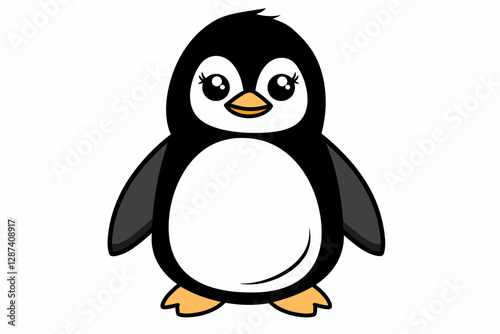 basic cartoon clip art of a Penguin, bold lines, no gray scale, simple coloring page for toddlers