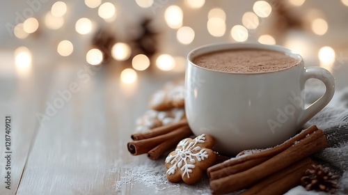 Warm Holiday Drink with Cookies photo