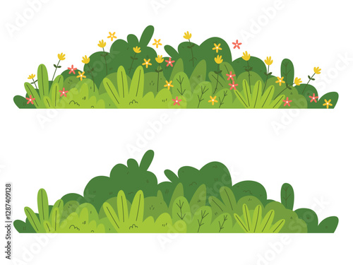 Grass bush, ggreen bush blossom, shrubs during flowering and non flowering seasons