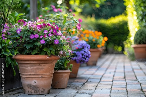 Wallpaper Mural Premium Quality Visual of Urban Garden with Flower Pots Torontodigital.ca