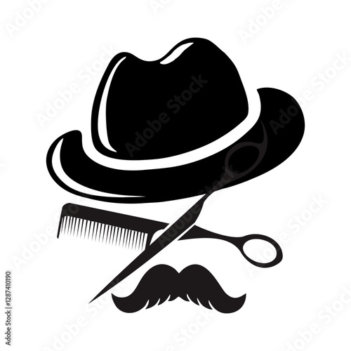 vector illustration of barbershop scissors and comb