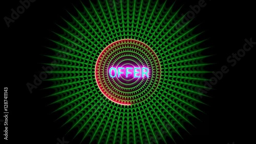 Wallpaper Mural Animation OFFER text banner on  visual star radio waves  in seamless pattern on green  background. Torontodigital.ca