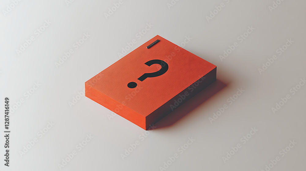 Orange Textured Cube with Question Mark on White Background Orange Textured Cube with Question Mark on White Background