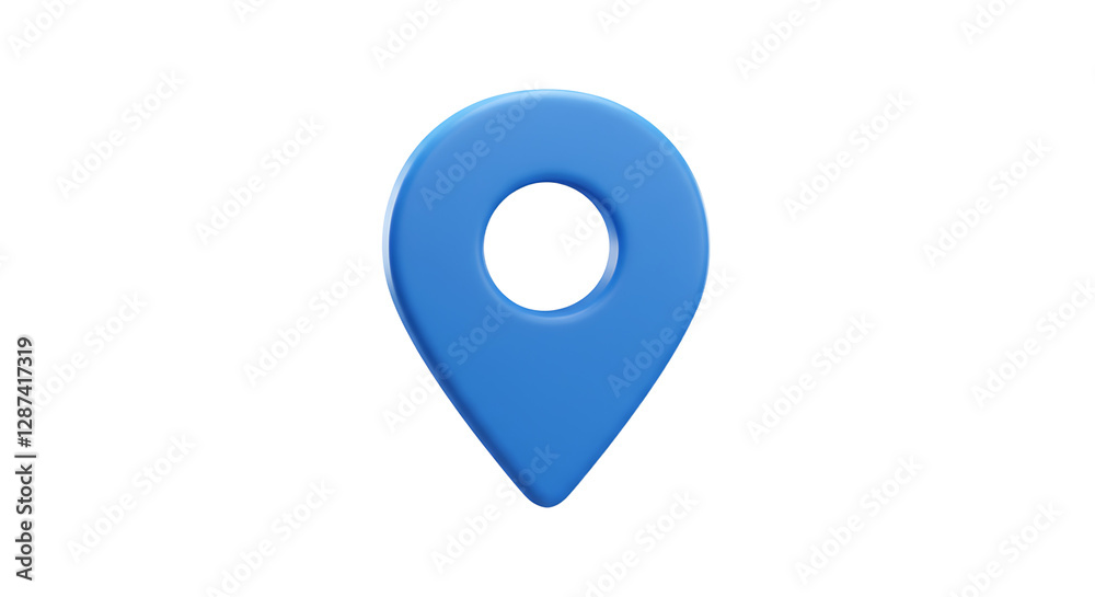 Realistic Blue Location Pin Icon Isolated on White Background Realistic Blue Location Pin Icon Isolated on White Background
