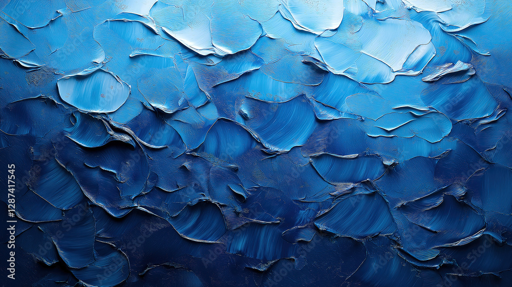 An abstract textured blue painting with light highlights adding depth and charm to any space An abstract textured blue painting with light highlights adding depth and charm to any space