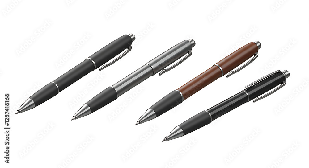 Assorted Pens Lined Up Writing Instruments for Office or School Assorted Pens Lined Up Writing Instruments for Office or School