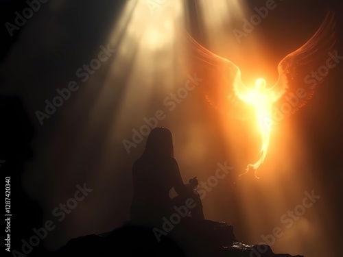 Spirituality and meditation, enlightenment of the spirit, healthy living, stress relief, created with generative A.I.