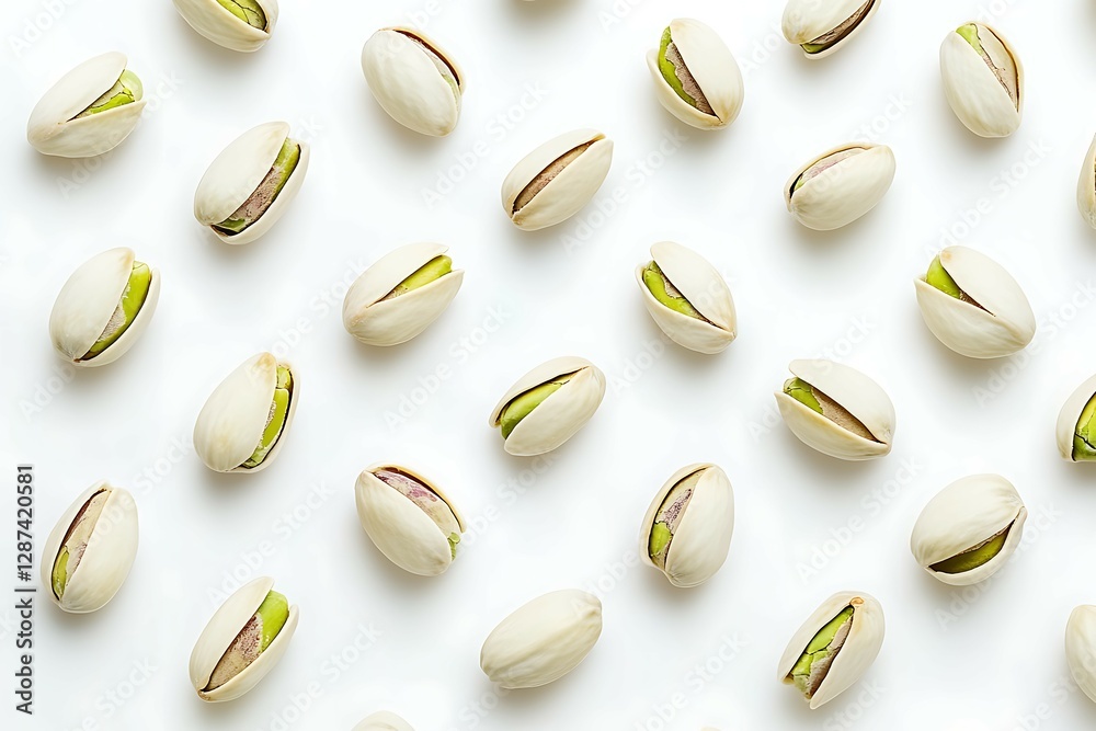Pistachio nuts isolated on white background. Top view Pistachio nuts isolated on white background. Top view