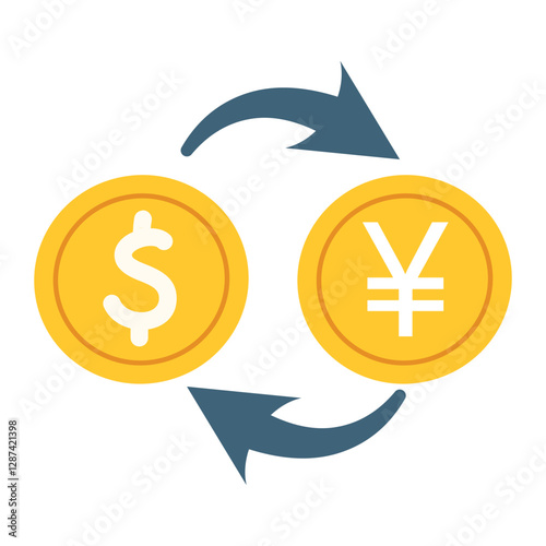 The concept of finance, exchange rates, forexDollar and yuan or yen currency symbols. Currency or trade wars between united states and china or japan