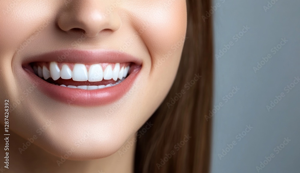 Fototapeta premium Radiant Smile: A Close-up of Perfect Teeth and Lips
