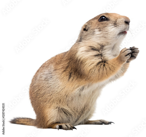 Praying prairie dog grassland habitat wildlife isolated on transparent background