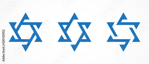 Star of David logo set. Simple Icon for hebrew, israel, jewish, judaism, god, holy, judaic, israeli, triangle, hanukkah, religion, religious, jerusalem, spirituality. Vector design graphic Element.