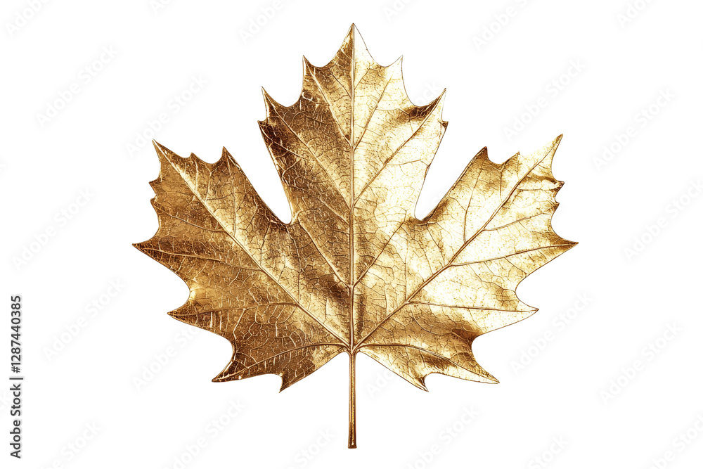 Fototapeta premium Golden Maple Leaf Isolated on White Background for Artistic Use