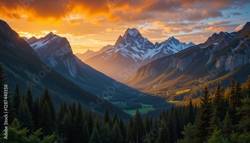 Mountain sunset landscape swiss alps nature photography scenic view gigapixel concept
