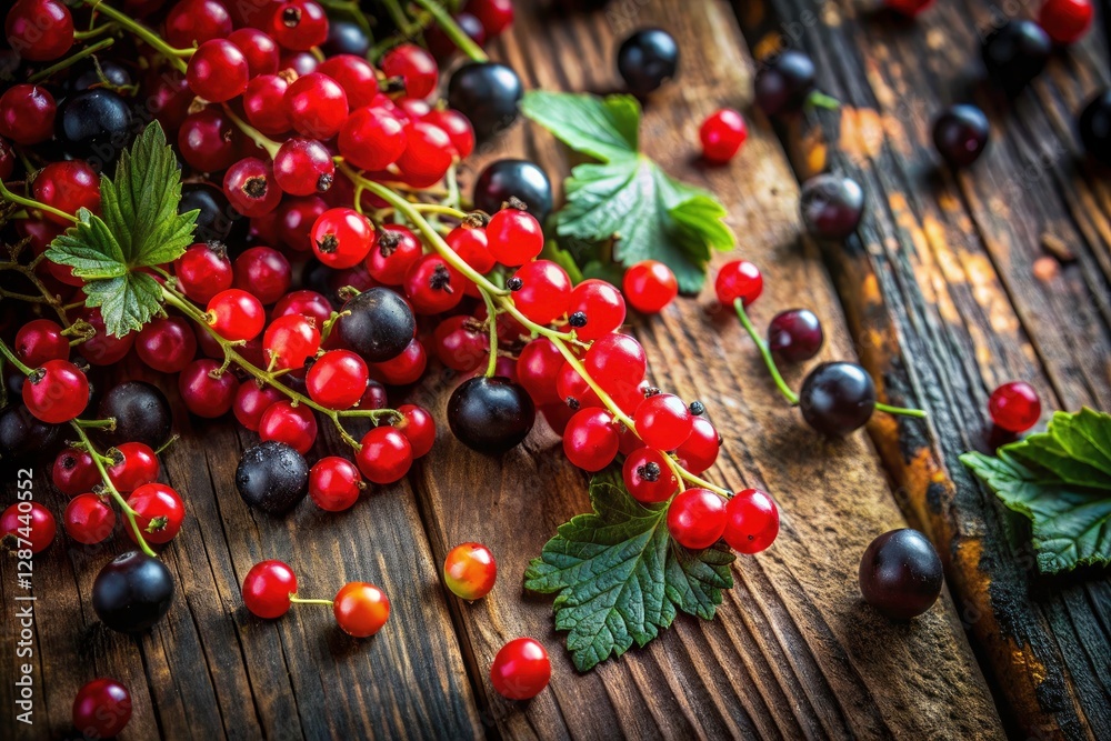 Black & Red Currants Rustic Wooden Background - Still Life Photography Black & Red Currants Rustic Wooden Background - Still Life Photography