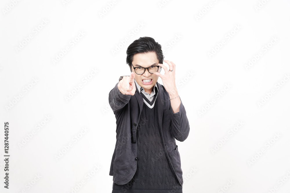 Angry Gesture Of Handsome Asian Man Isolated On White Background Angry Gesture Of Handsome Asian Man Isolated On White Background