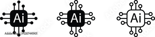 AI Artificial intelligence icons set. Generate vectors. Ai enter by command prompt to generate ideas. Chat with Ai. Elements for web apps, computer help assistant isolated on transparent background.