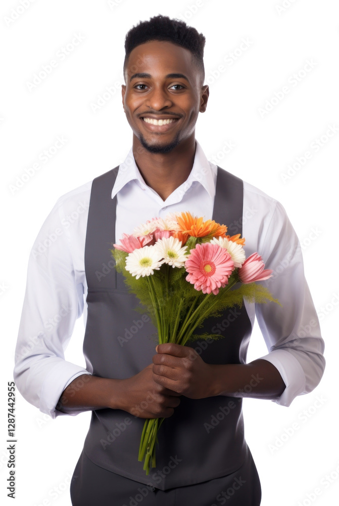 PNG African American flowerist smiling shirt adult. PNG African American flowerist smiling shirt adult.