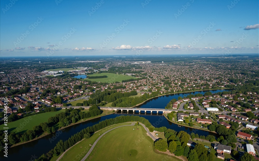 Fototapeta premium Aerial photography of villages and rivers