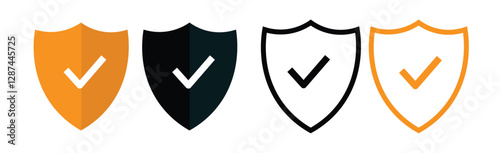 Shield icon set. Defense symbol. Security sign. Safe guard vector illustration. Security shield symbols. Vector illustration.