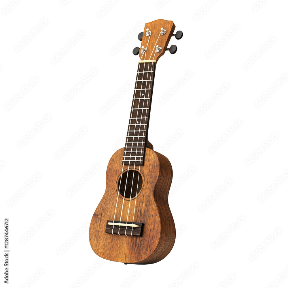 Fototapeta premium wooden ukulele with natural finish, elegant design and craftsmanship, isolated on transparent background