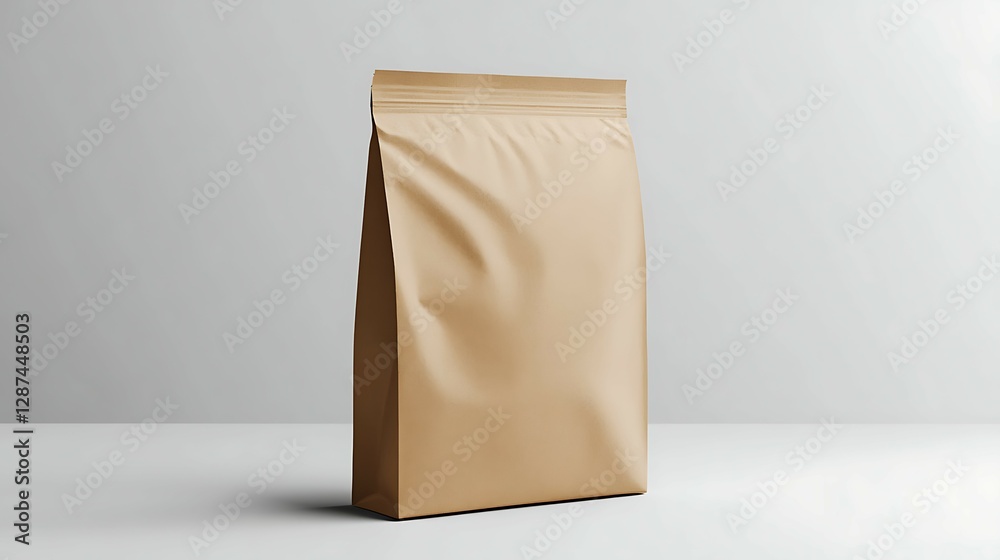Mockup of a blank golden foil bag, Mockup of a blank golden foil bag,