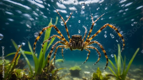 Hidden Depths: A Fen Raft Spider's Dive into the Unknown