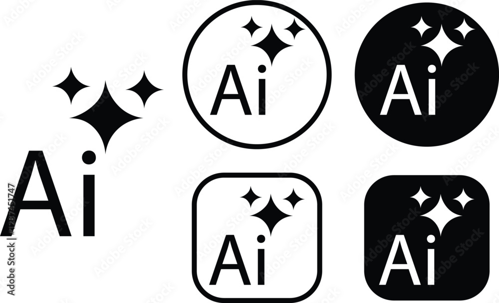 Obraz premium AI Artificial intelligence icons set. Generate vectors. Ai enter by command prompt to generate ideas. Chat with Ai. Elements for web apps, computer help assistant isolated on transparent background.